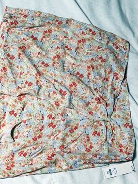 Blue Rain Francesca’s Women L Floral Wrap Mini Skirt Tie Front NWT Cottagecore